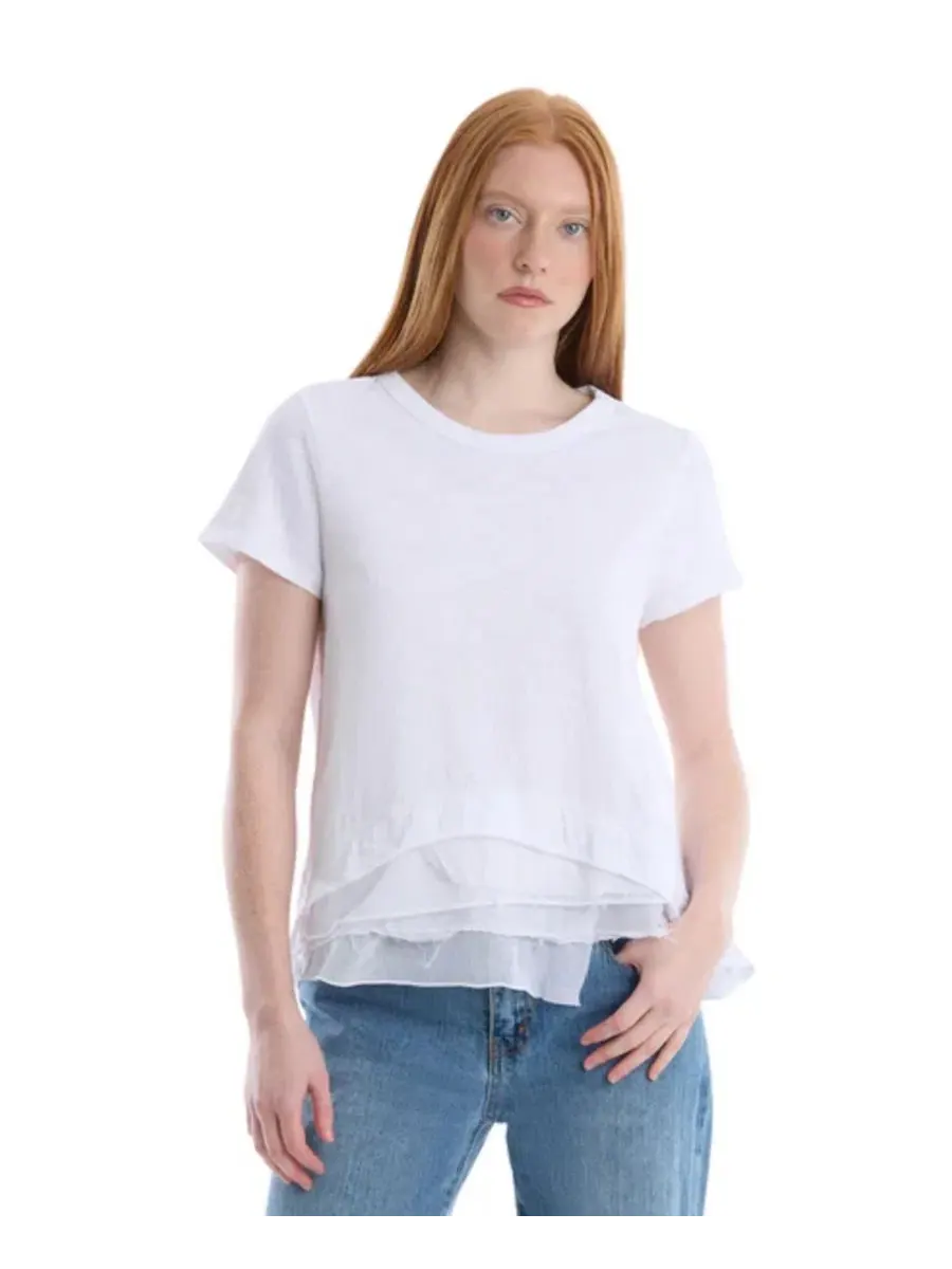 Женская свободная футболка с коротким рукавом и смешанным низом, модель Mixed Hem Tee WILT — изображение 1 из 7, белый