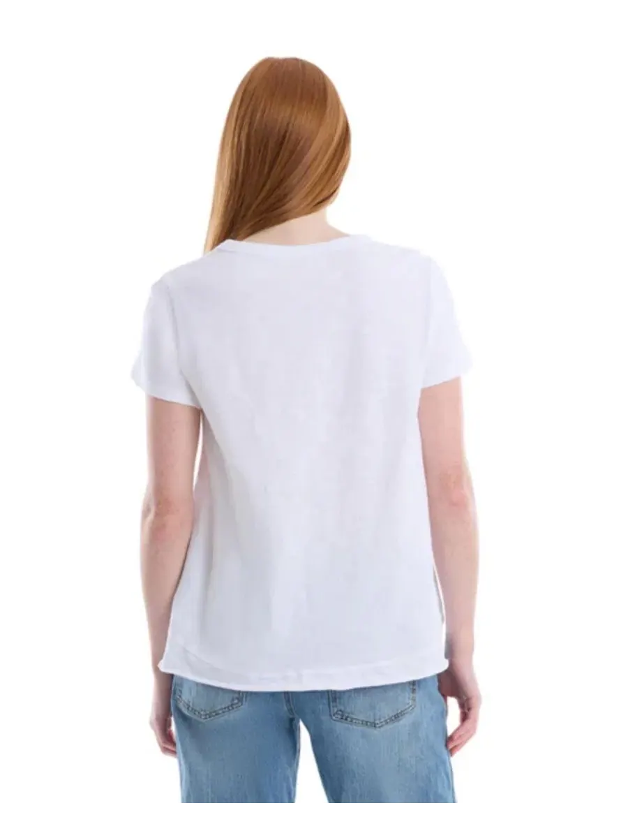 Женская свободная футболка с коротким рукавом и смешанным низом, модель Mixed Hem Tee WILT — изображение 5 из 7, белый