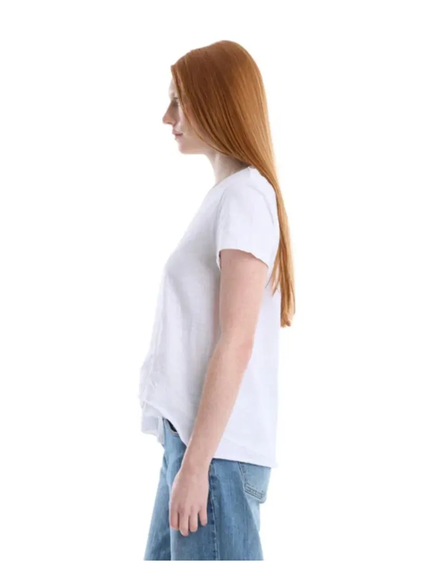 Женская свободная футболка с коротким рукавом и смешанным низом, модель Mixed Hem Tee WILT — изображение 7 из 7, белый