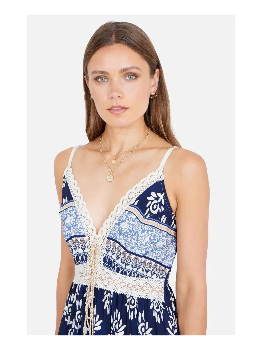 Платье миди с принтом Paisley Print Yumi — изображение 4 из 5, темно-синий