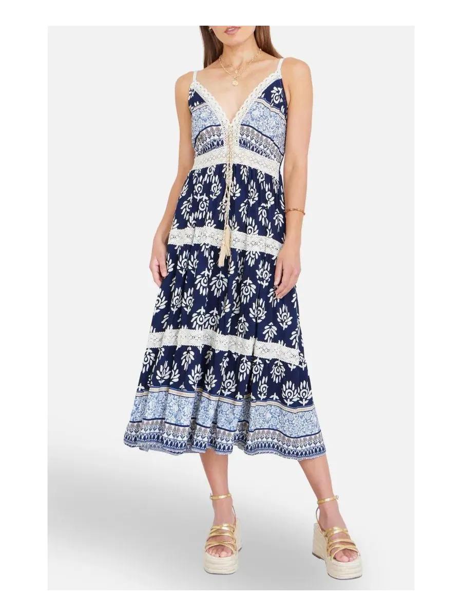 Платье миди с принтом Paisley Print Yumi — изображение 5 из 5, темно-синий