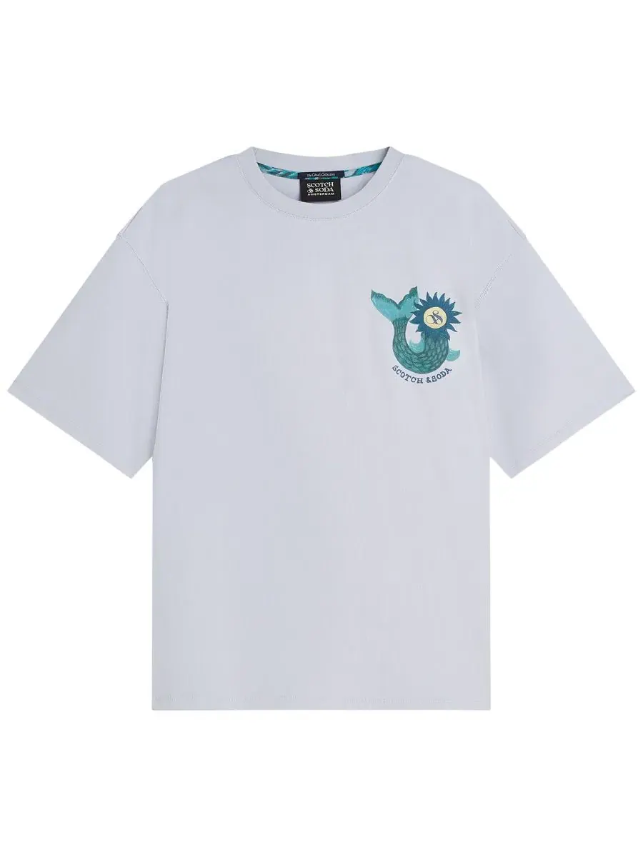 Футболка с принтом спереди и сзади, regular fit, Scotch & Soda — изображение 6 из 6, серый