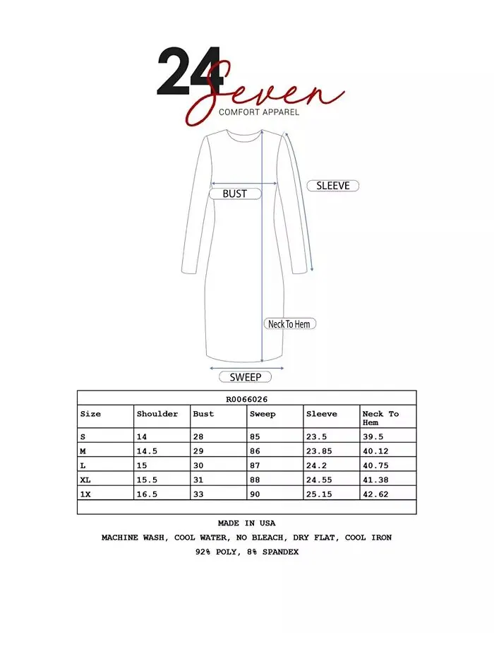 Женское платье-трапеция с длинными рукавами длиной до колена 24seven Comfort Apparel — изображение 4 из 4, черный