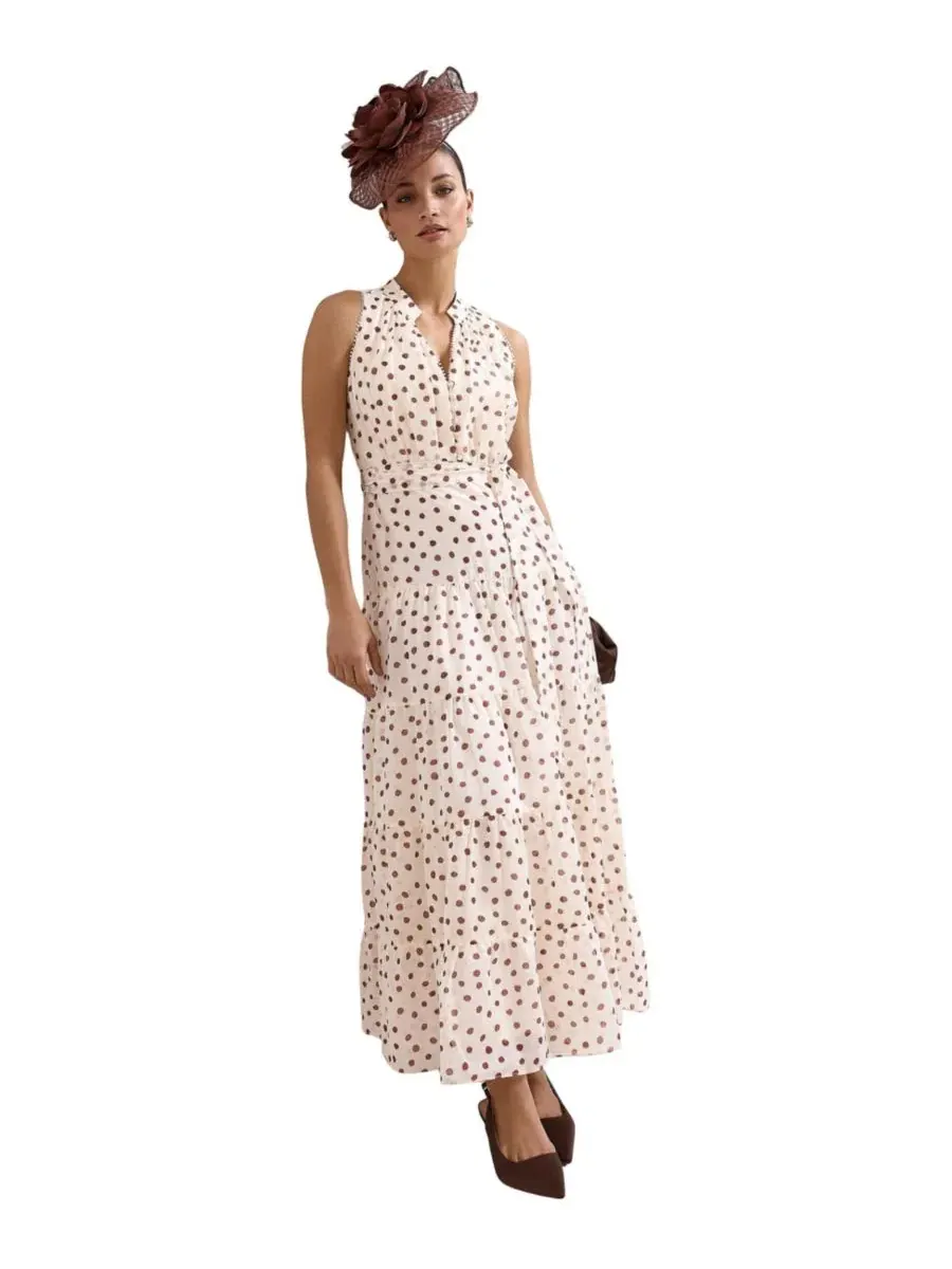 Платье макси без рукавов с принтом Nita Polka Dot Phase Eight