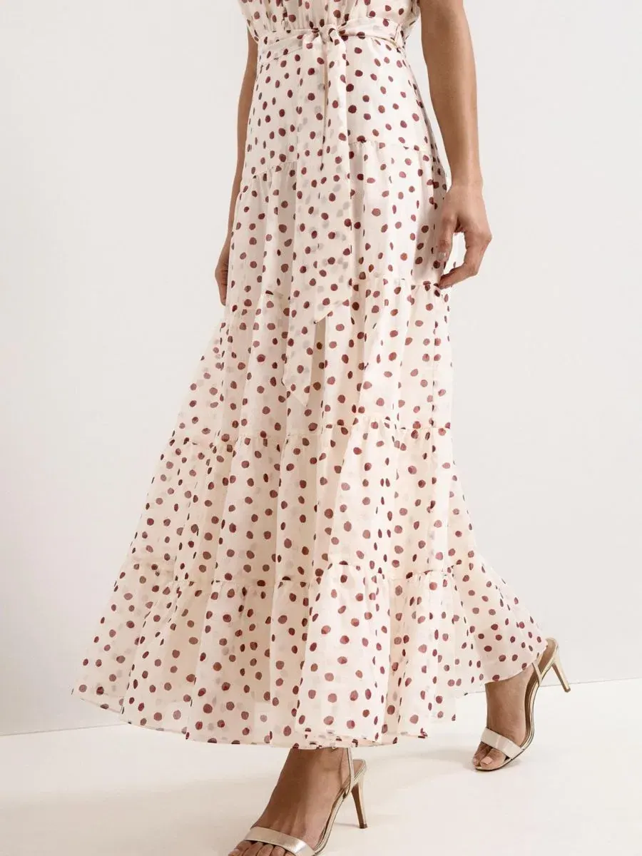 Платье макси без рукавов с принтом Nita Polka Dot Phase Eight — изображение 5 из 7, бежевый