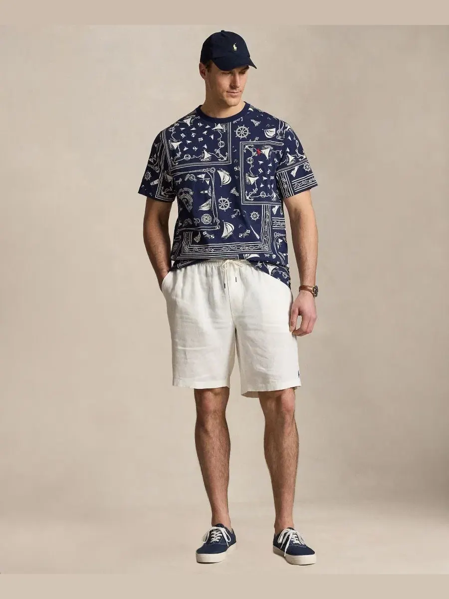 Футболка с принтом Nautical Bandanna Patchwork Polo Ralph Lauren — изображение 2 из 6, темно-синий