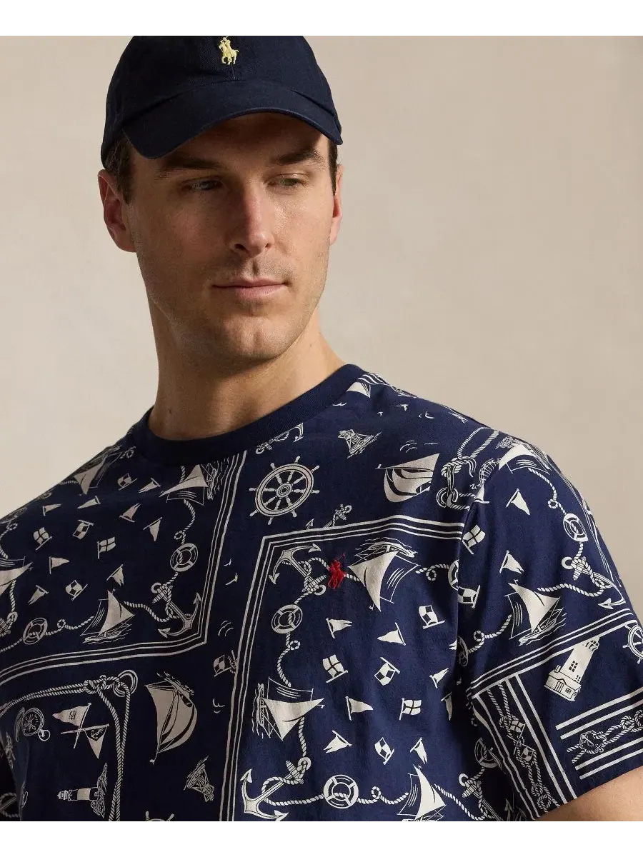 Футболка с принтом Nautical Bandanna Patchwork Polo Ralph Lauren — изображение 3 из 6, темно-синий