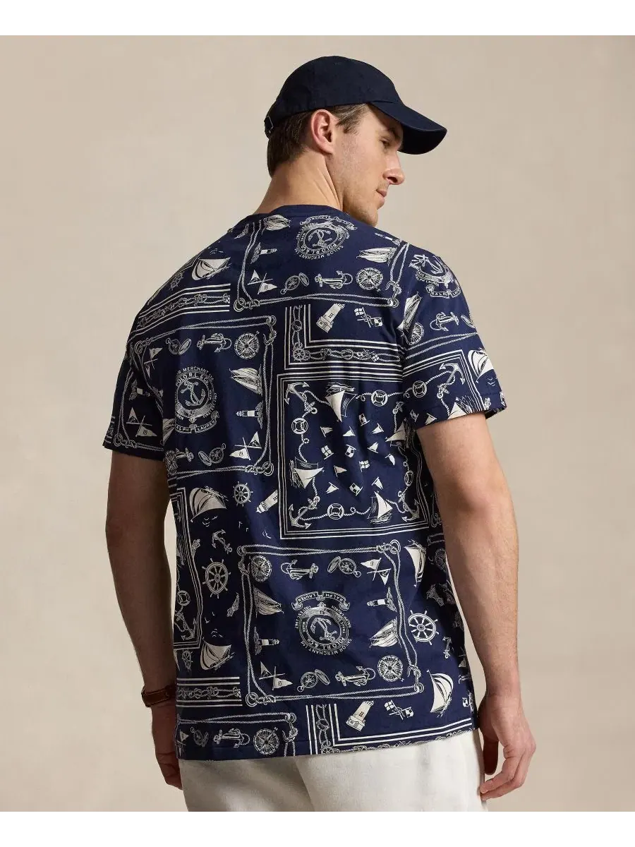 Футболка с принтом Nautical Bandanna Patchwork Polo Ralph Lauren — изображение 5 из 6, темно-синий