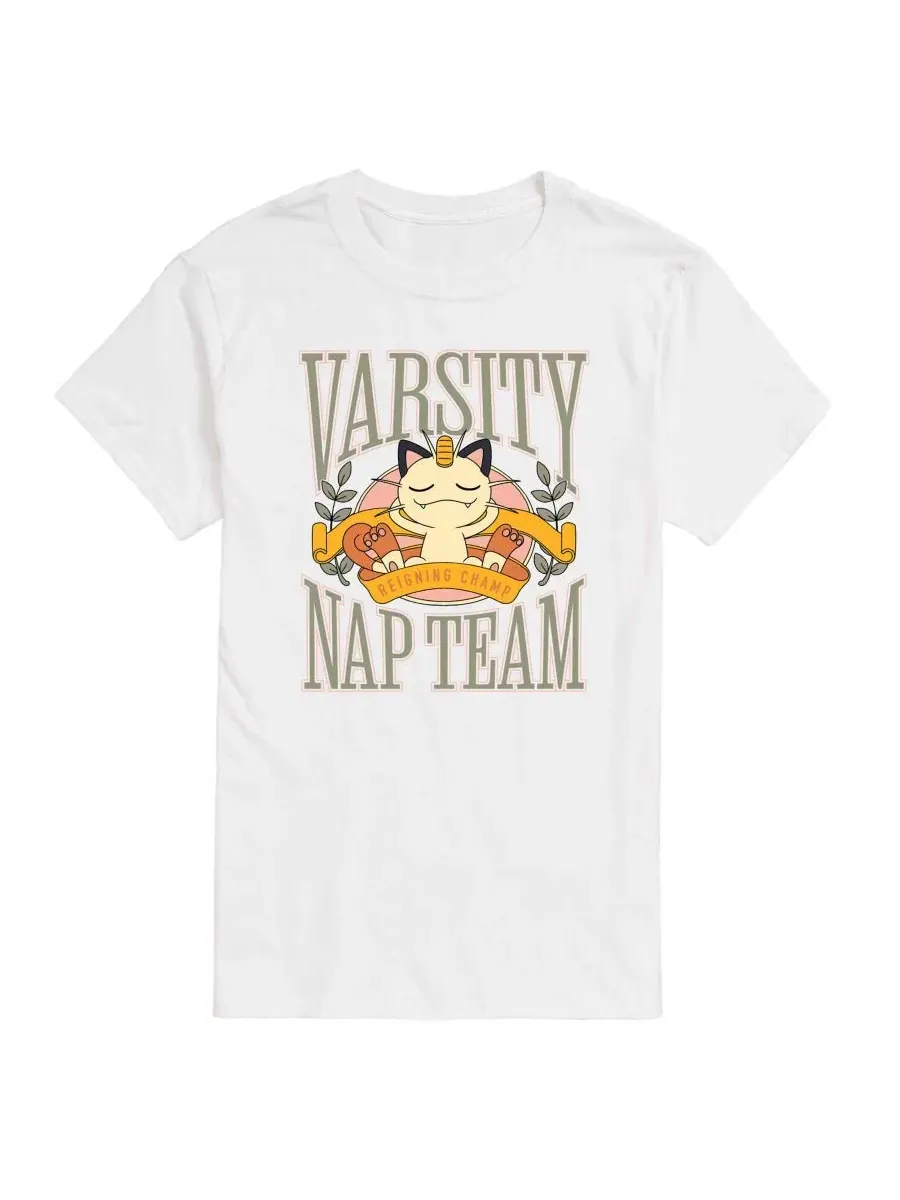 Футболка с принтом Pokemon Meowth Varsity Nap Team AIRWAVES — изображение 1 из 3, белый