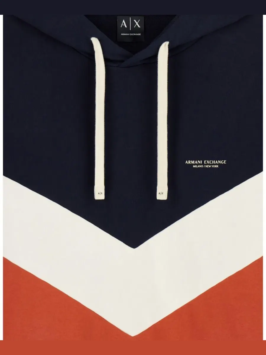 Худи с цветовой блокировкой Chevron из хлопка A|X Armani Exchange — изображение 4 из 6, глубокий темно-синий