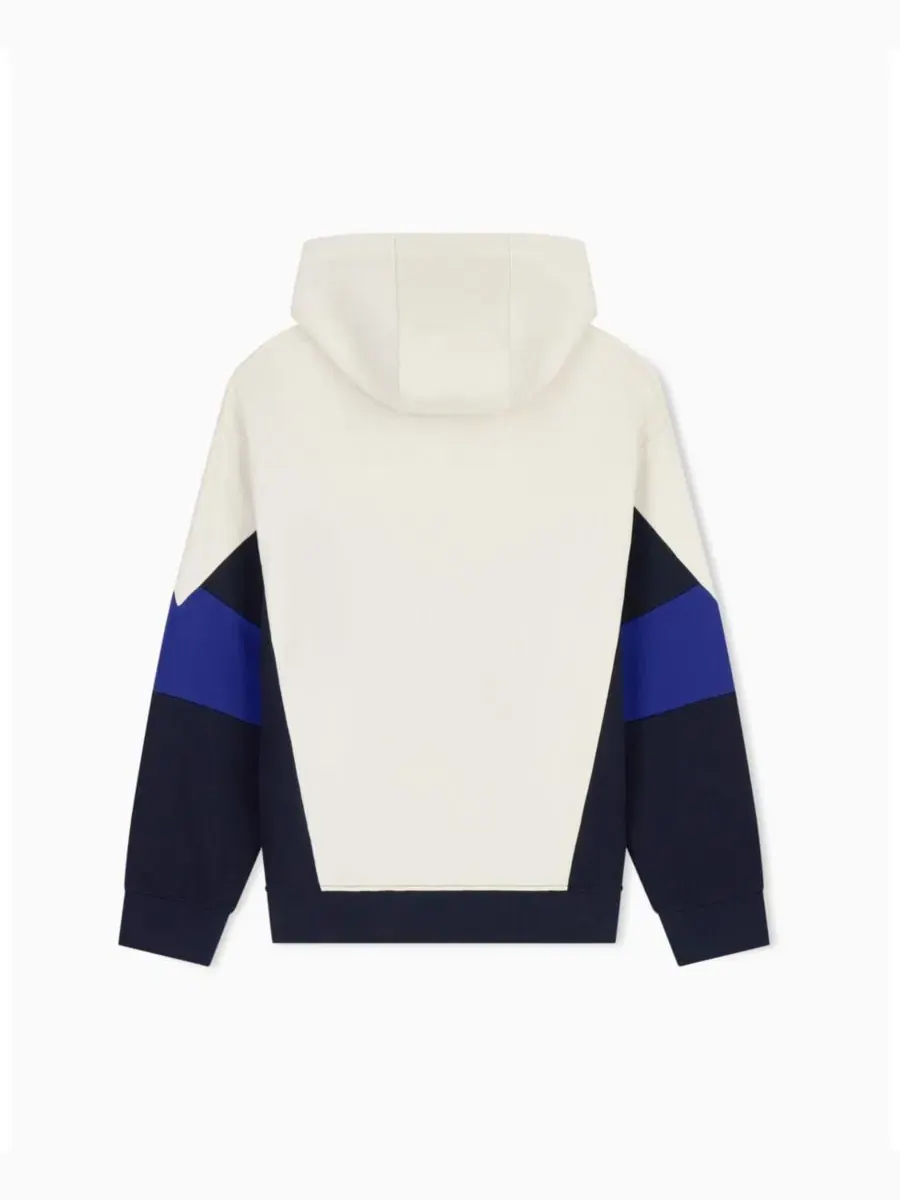 Худи с цветовой блокировкой Chevron Color Block из 100% хлопка A|X Armani Exchange — изображение 3 из 7, белый синий