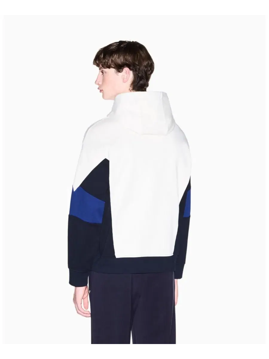 Худи с цветовой блокировкой Chevron Color Block из 100% хлопка A|X Armani Exchange — изображение 4 из 7, белый синий