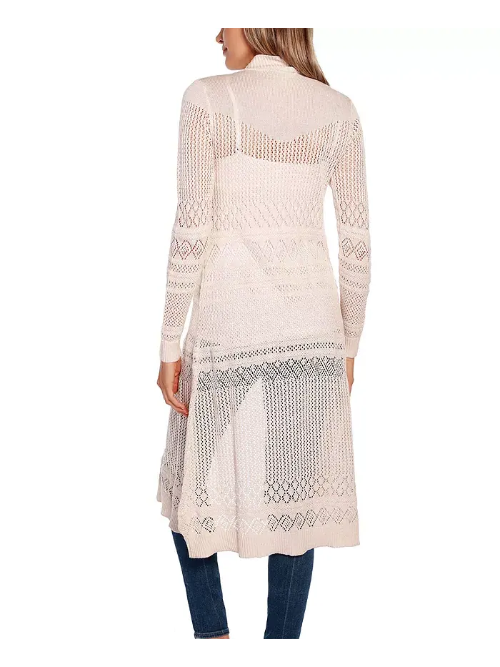 Кардиган-длиннополый свитер с ажурной вязкой Pointelle-Stitch Belldini — изображение 2 из 6