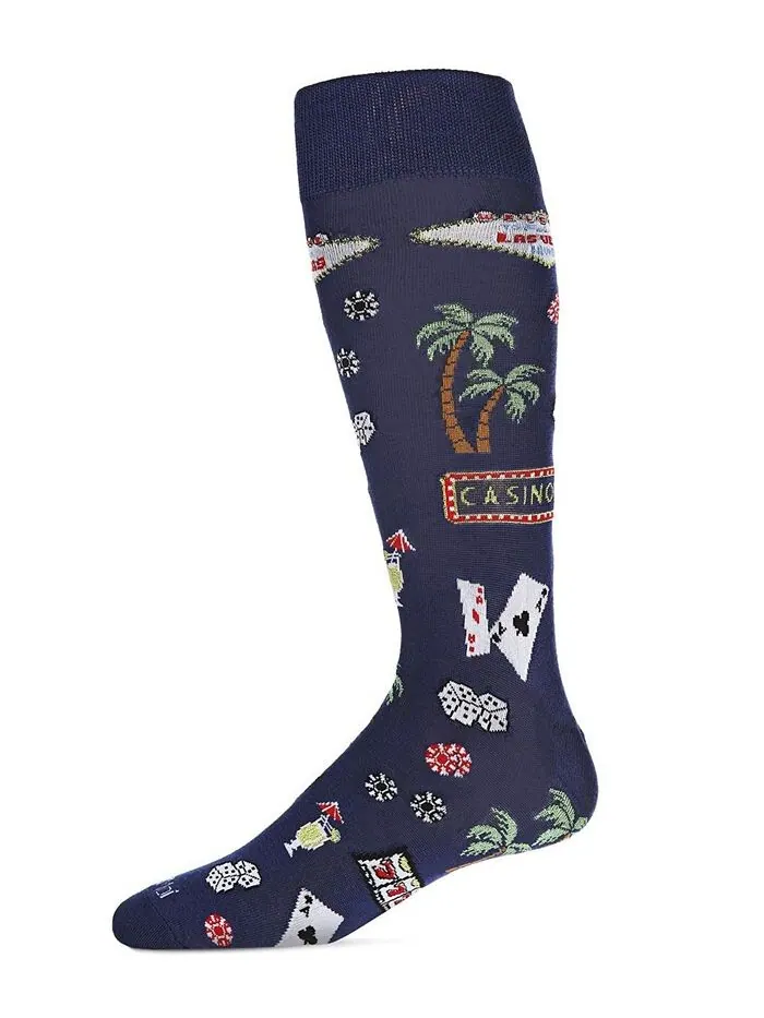 Мужские носки Viva Las Vegas Rayon from Bamboo Novelty Crew Socks MeMoi — изображение 1 из 2, темно-синий