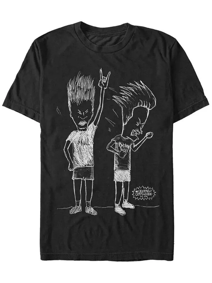 Футболка с коротким рукавом и логотипом Beavis and Butthead MTV для мужчин Rocking' Out Fifth Sun — изображение 1 из 1