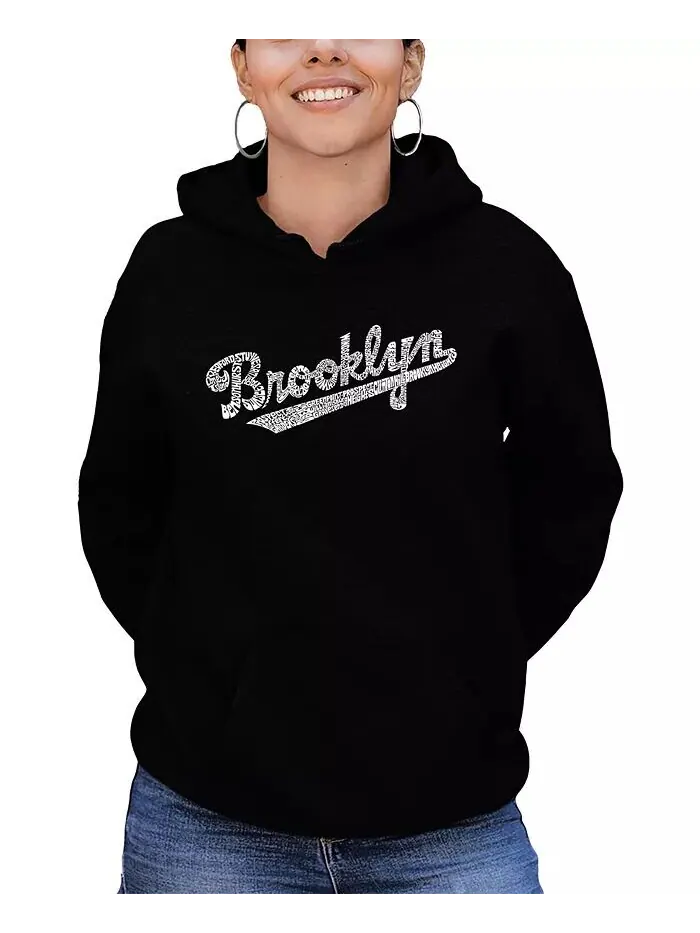 Женская толстовка с капюшоном Word Art Brooklyn Neighborhoods LA Pop Art — изображение 1 из 3, черный