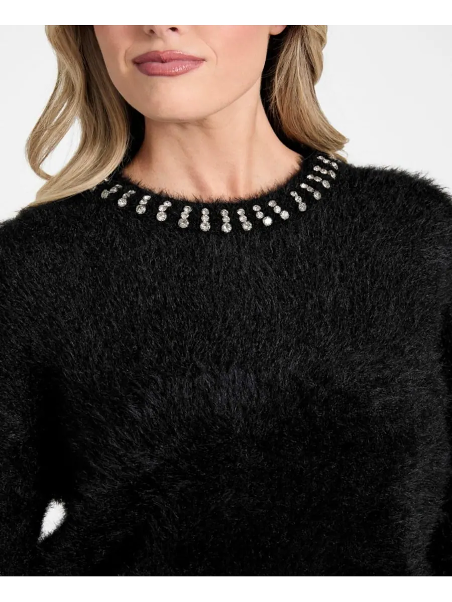 Женский свитер Arisa с отделкой стразами GUESS — изображение 2 из 4, черный