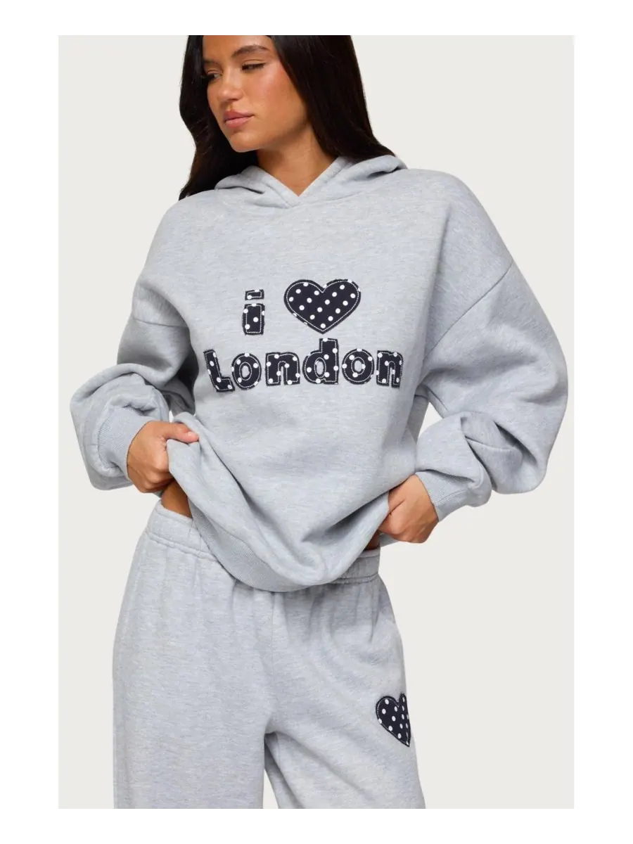 Женская толстовка с надписью "I Heart London" Edikted — изображение 1 из 5, серый