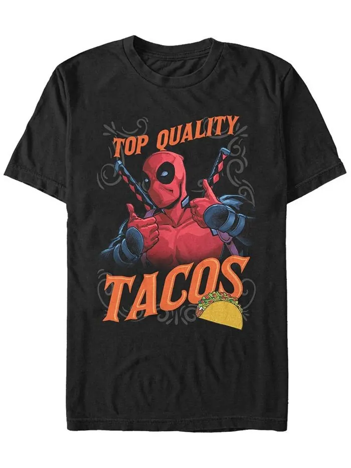 Мужская футболка с короткими рукавами Marvel Deadpool Tacos лучшего качества Fifth Sun — изображение 1 из 1, черный
