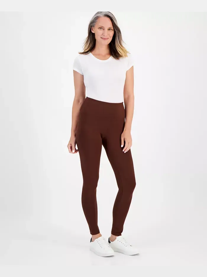 Женские леггинсы с высокой посадкой Style & Co — изображение 1 из 2, коричневый