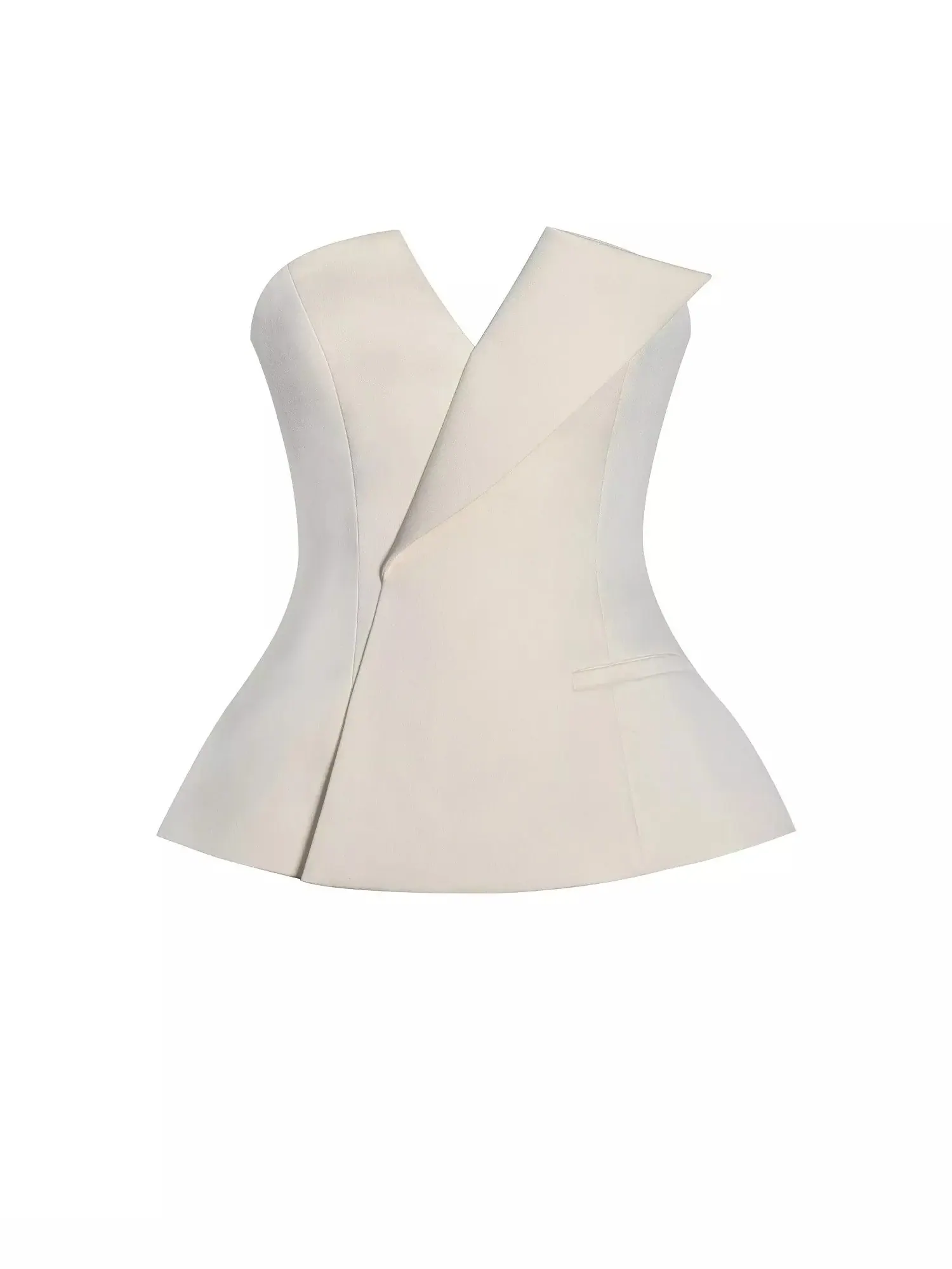 Топ Miss Circle Yani Asymmetrical Lapel Sleeveless Peplum — изображение 3 из 7, слоновая кость