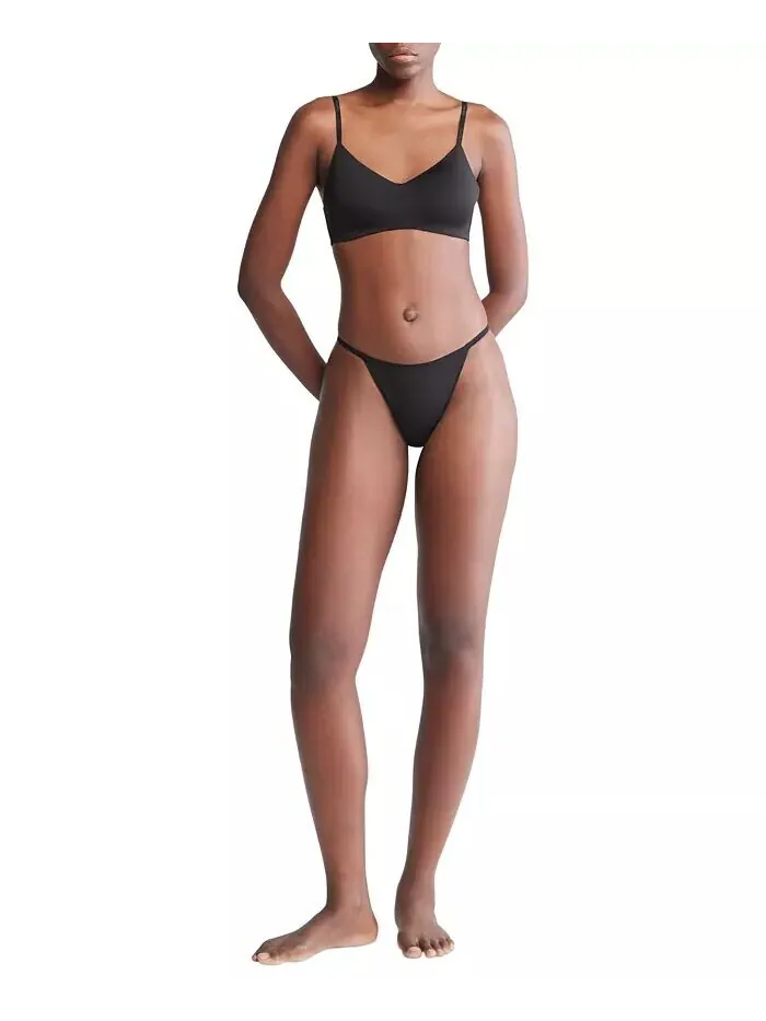 Женское нижнее белье бикини Ideal Stretch Micro High Leg String QD5176 Calvin Klein — изображение 4 из 4, черный