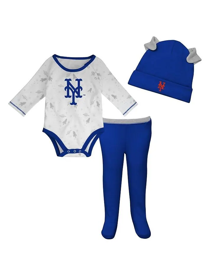 Комплект из боди New York Mets Dream Team, шляпы и брюк на ножках для новорожденных Outerstuff — изображение 1 из 3, белый