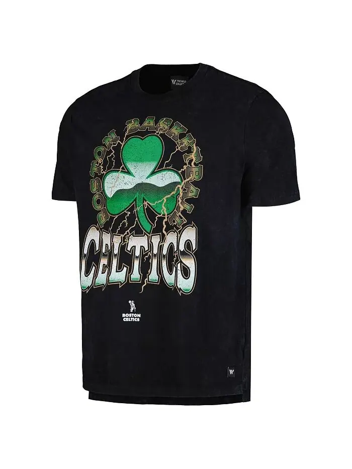 Мужская и женская черная потертая футболка Boston Celtics Tour Band The Wild Collective — изображение 2 из 3