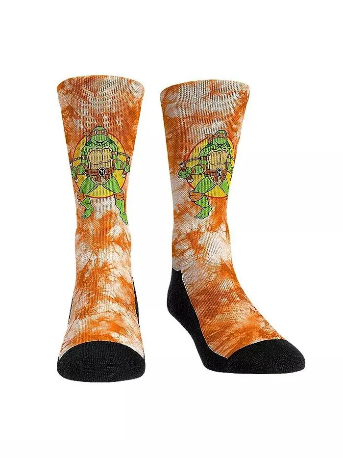 Мужские и женские носки Черепашки-ниндзя Микеланджело Tie-Dye Crew Socks Rock 'Em — изображение 1 из 1