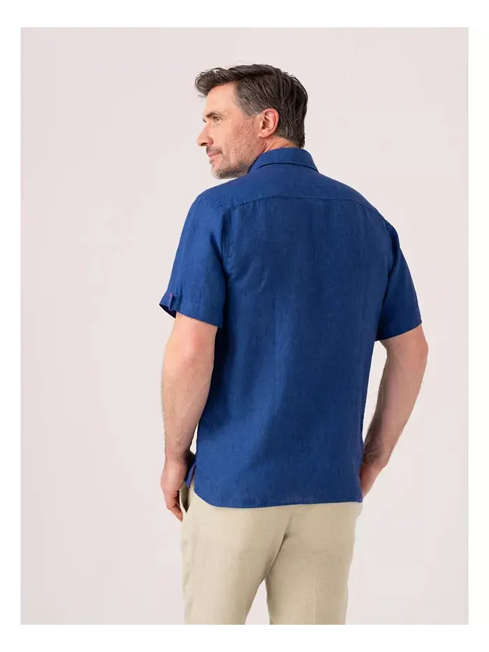 Мужская рубашка из льна с коротким рукавом Regular Fit Koy Clothing — изображение 4 из 8, синий