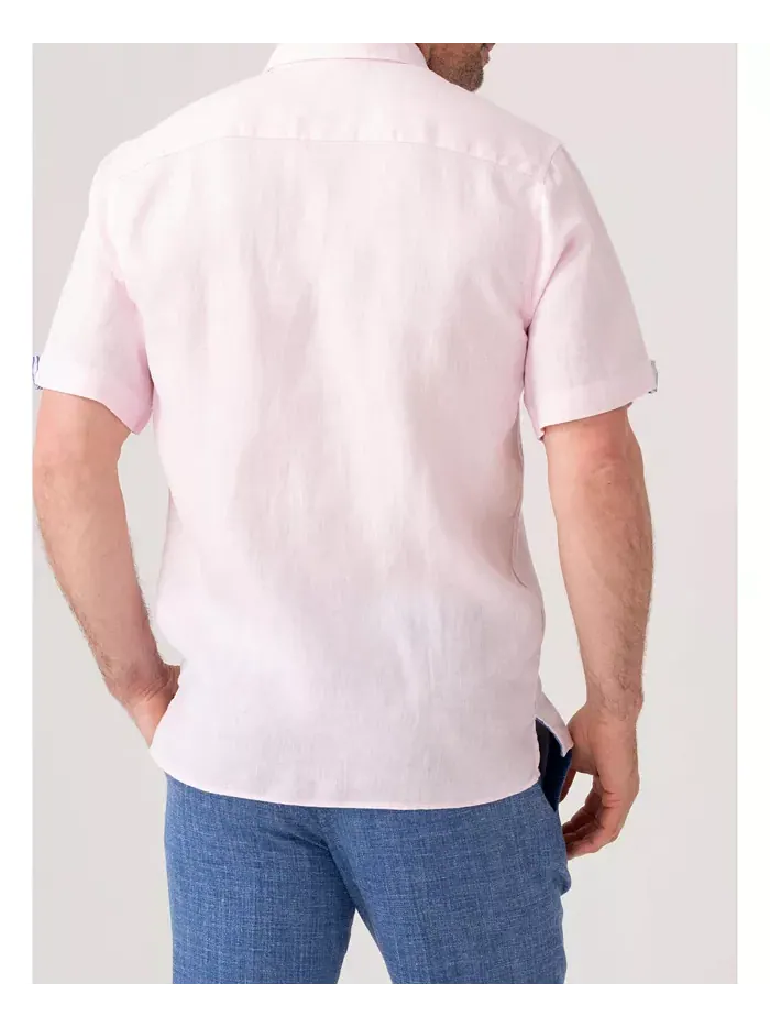 Мужская рубашка из льна с коротким рукавом Regular Fit Koy Clothing — изображение 6 из 8, розовый