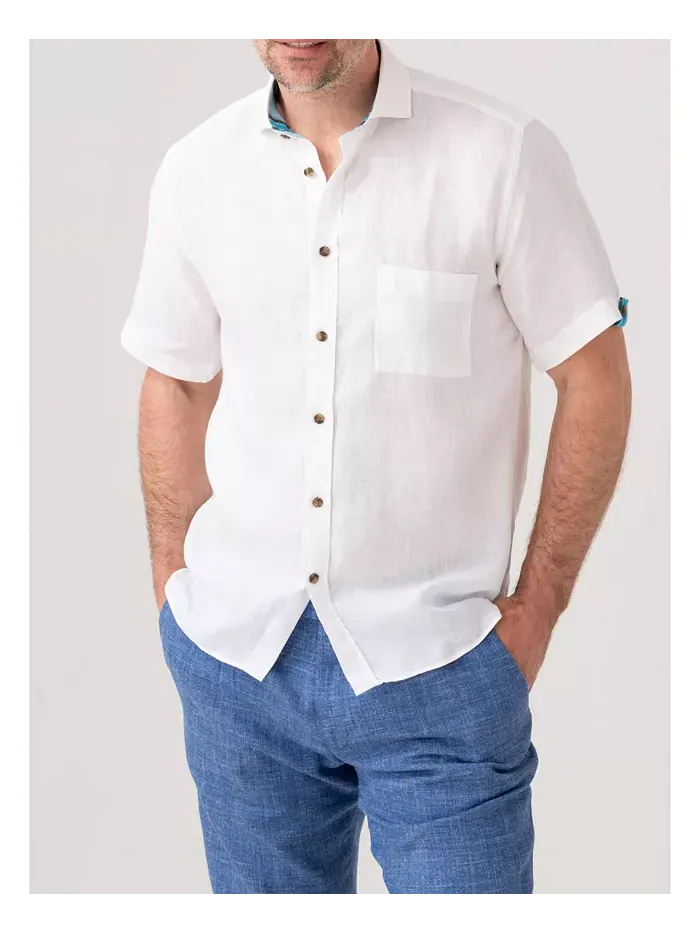 Мужская рубашка из льна с коротким рукавом Regular Fit Koy Clothing — изображение 1 из 1, белый