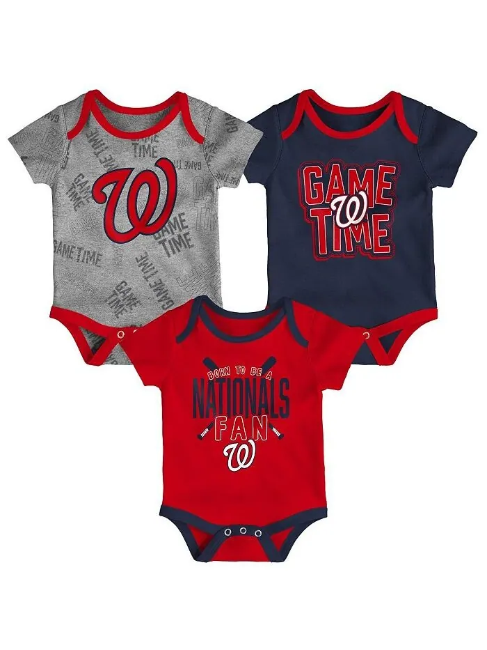 Комплект боди из трех частей Game Time для новорожденных Washington Nationals — изображение 1 из 1