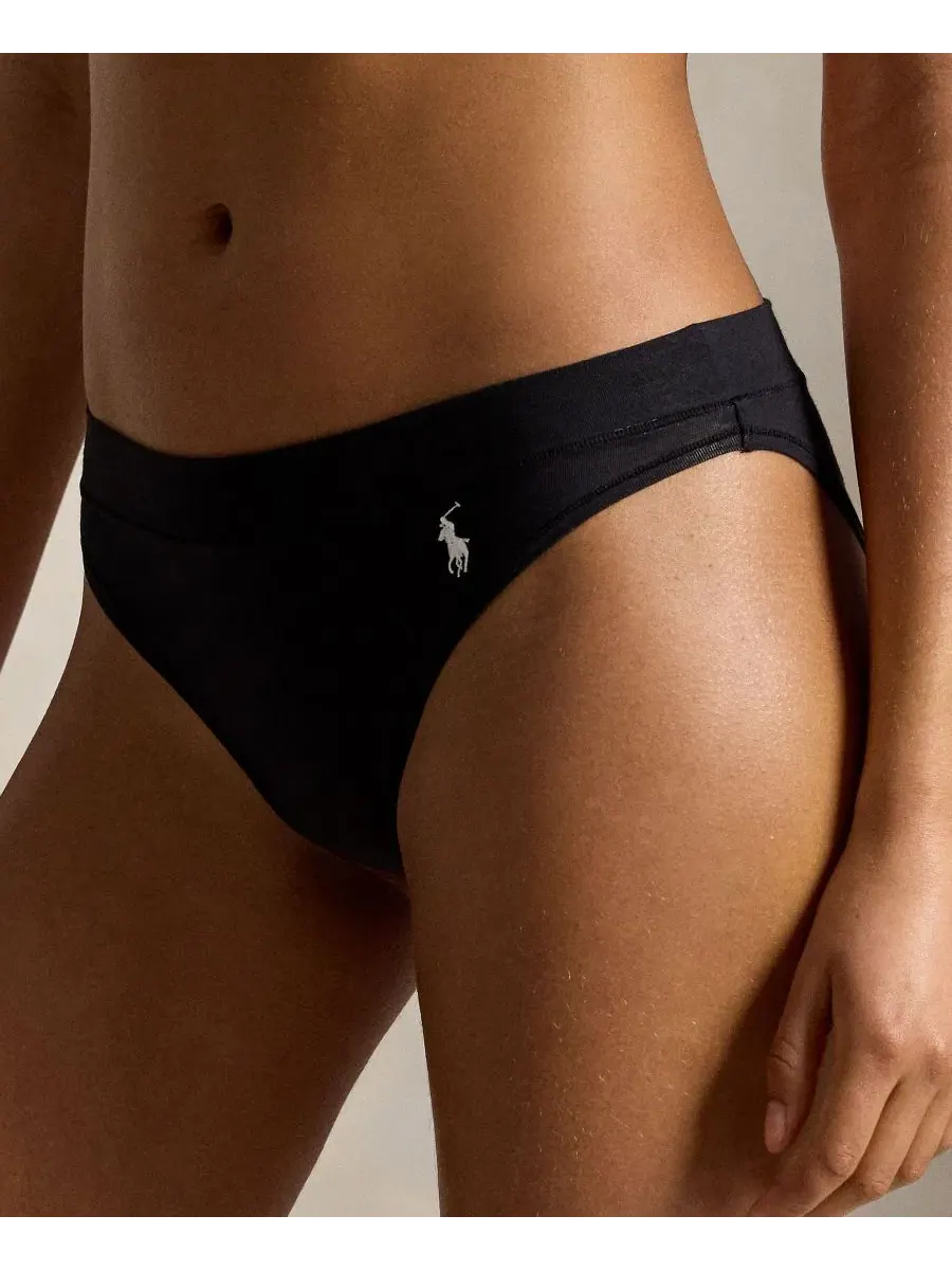Женские хлопковые бикини-трусики Club, комплект из 3 штук Polo Ralph Lauren — изображение 2 из 4, оникс