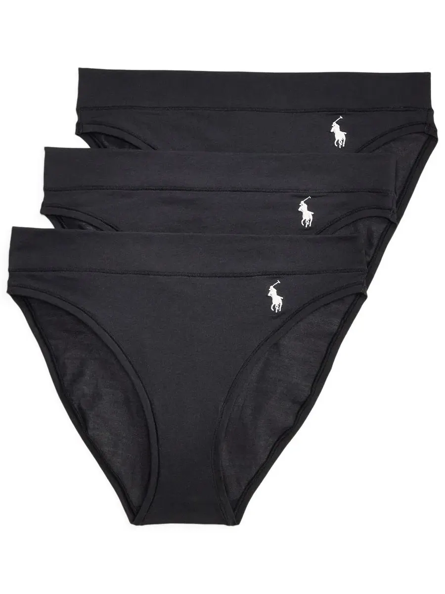 Женские хлопковые бикини-трусики Club, комплект из 3 штук Polo Ralph Lauren — изображение 4 из 4, оникс