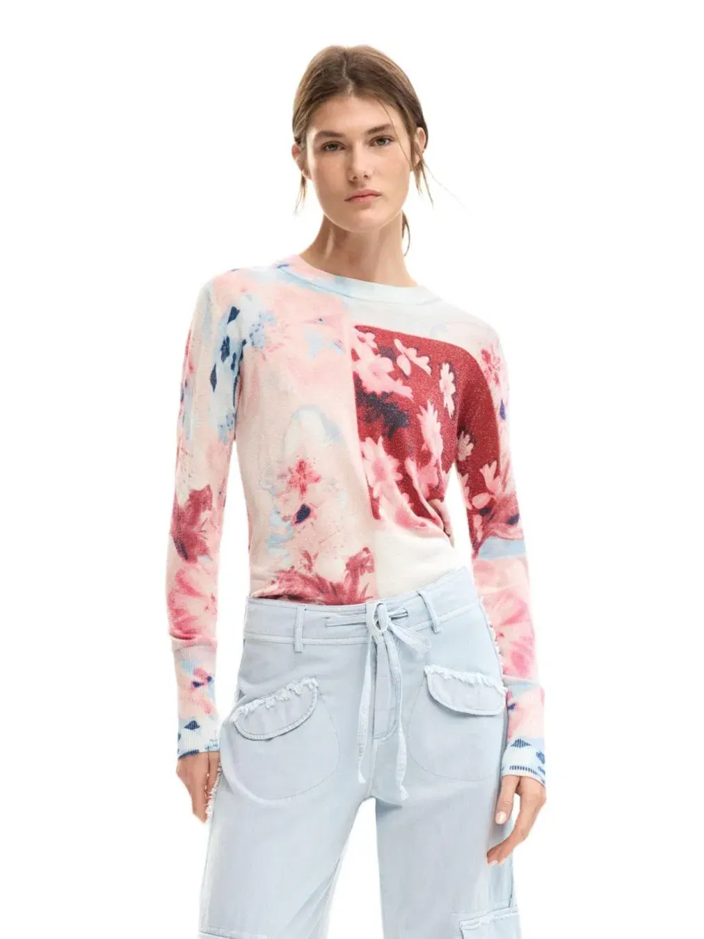 Женский свитер тонкой вязки с коллажем Desigual
