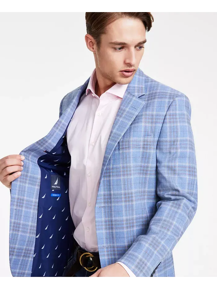 Мужской спортивный пиджак Modern-Fit Nautica — изображение 3 из 5, синий/коричневый