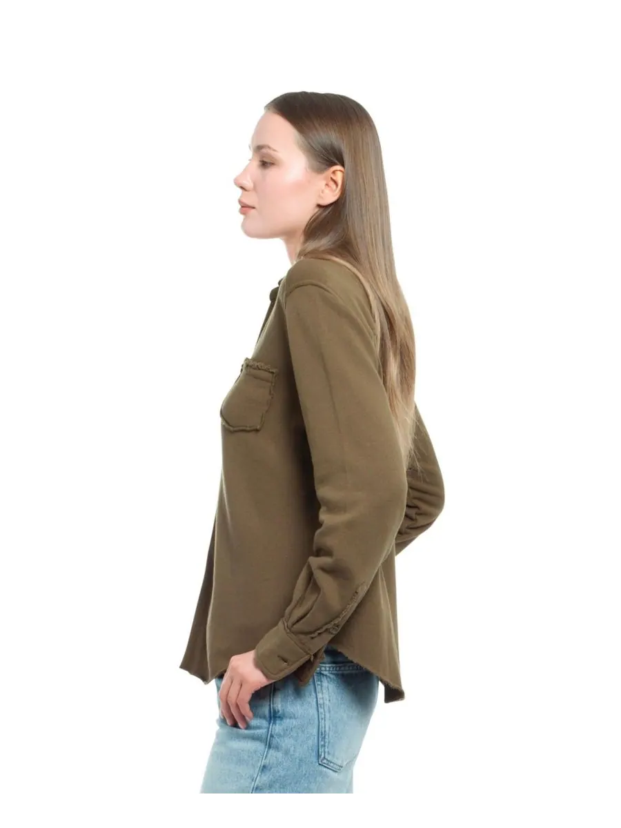 Женская толстовка на пуговицах спереди WILT Clothing — изображение 4 из 6, темный оливковый