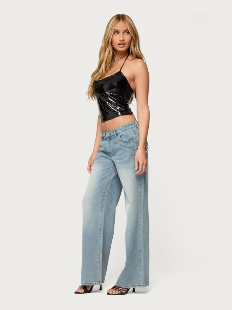 Женские джинсы Celia Grommet Washed Low Rise Edikted — изображение 3 из 5, светлый-синий