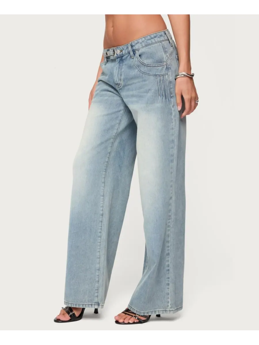 Женские джинсы Celia Grommet Washed Low Rise Edikted — изображение 5 из 5, светлый-синий