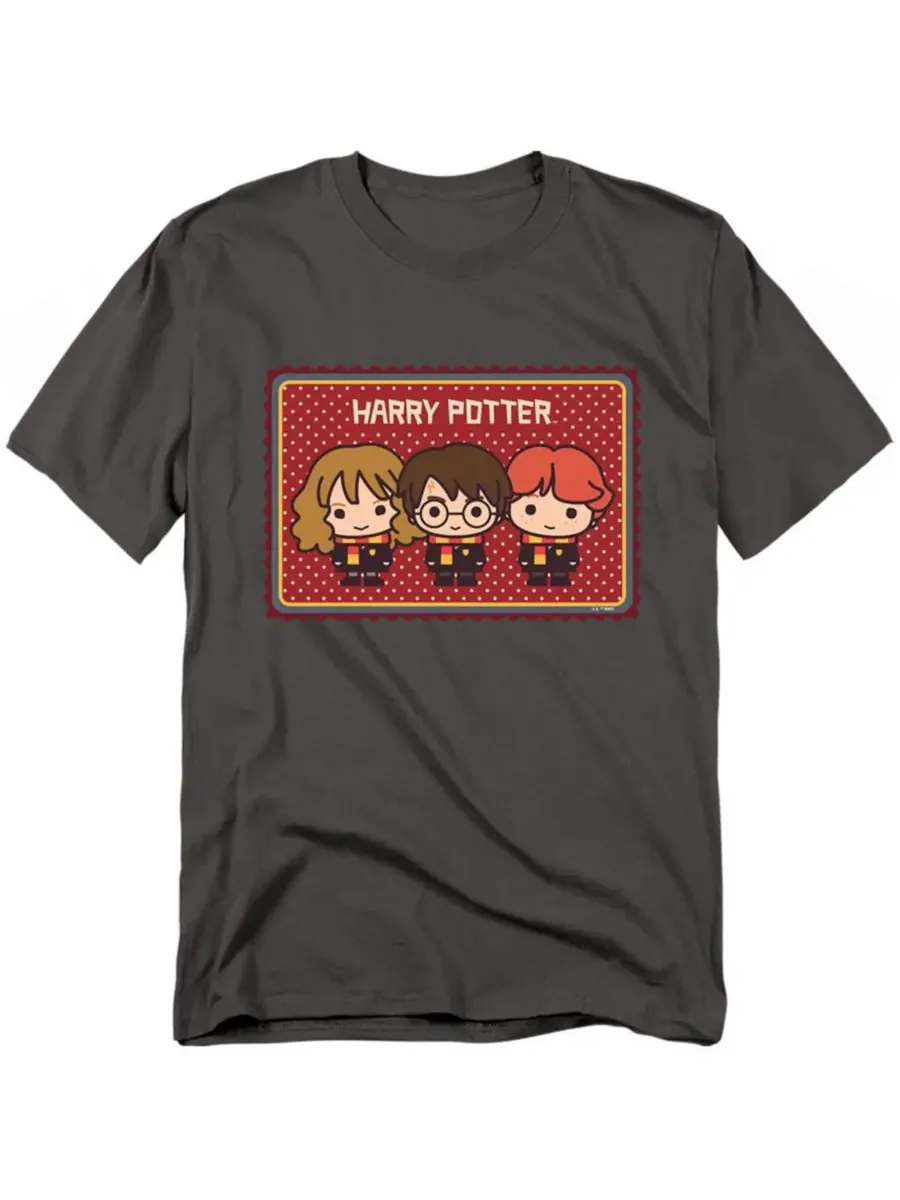 Мужская футболка с чиби-персонажами Гриффиндора Harry Potter — изображение 1 из 3, темно-серый