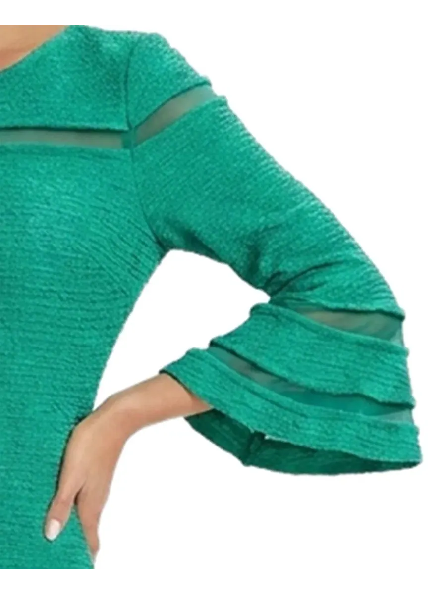 Платье-футляр с рукавом-колокол и сетчатыми вставками Petite Bell-Sleeve Mesh-Inset Sheath Dress NY — изображение 3 из 4