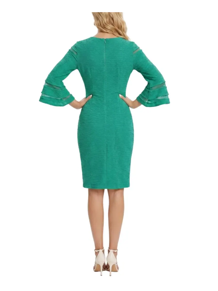 Платье-футляр с рукавом-колокол и сетчатыми вставками Petite Bell-Sleeve Mesh-Inset Sheath Dress NY — изображение 4 из 4