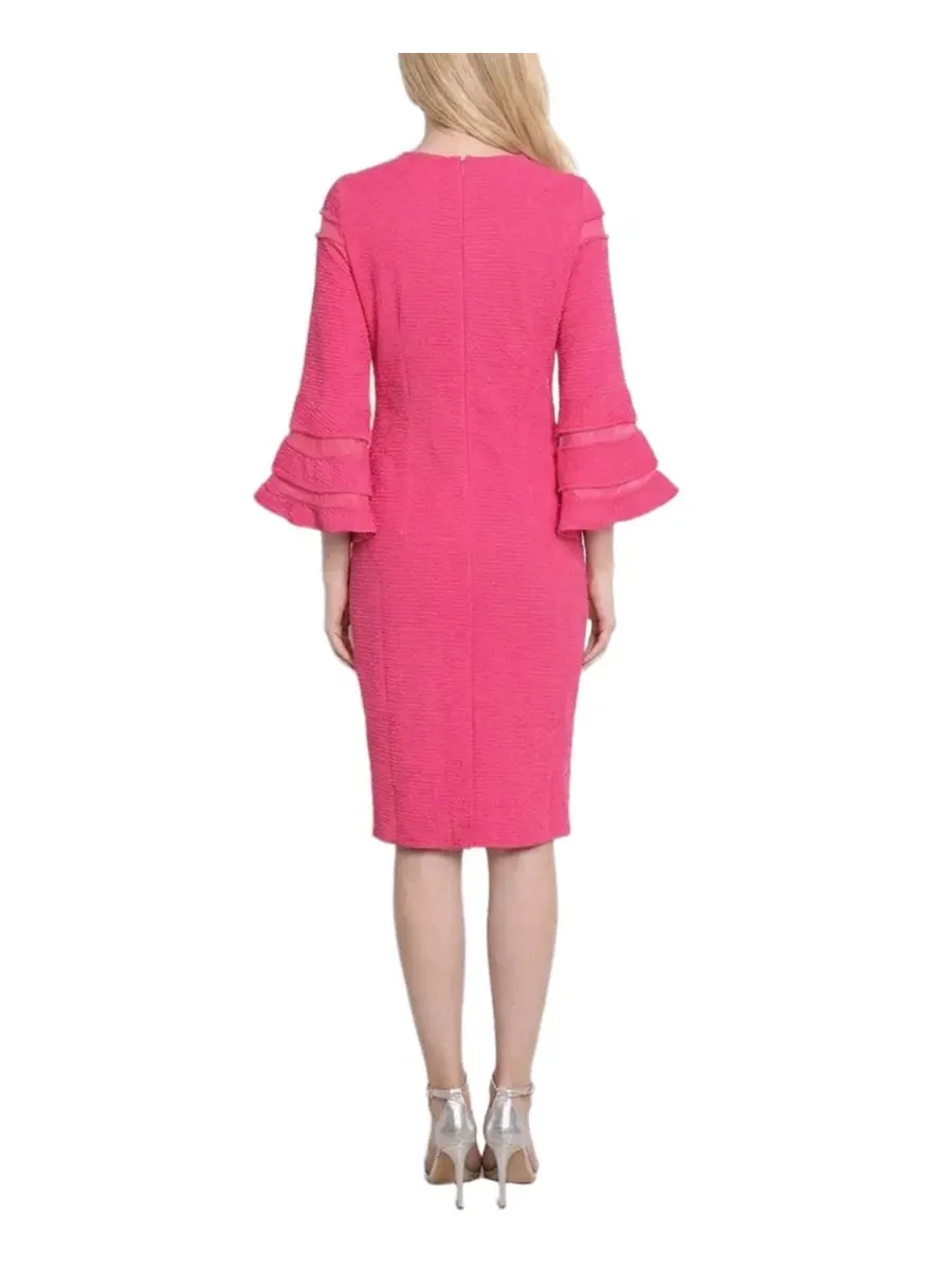 Платье-футляр с рукавом-колокол и сетчатыми вставками Petite Bell-Sleeve Mesh-Inset Sheath Dress NY — изображение 4 из 4