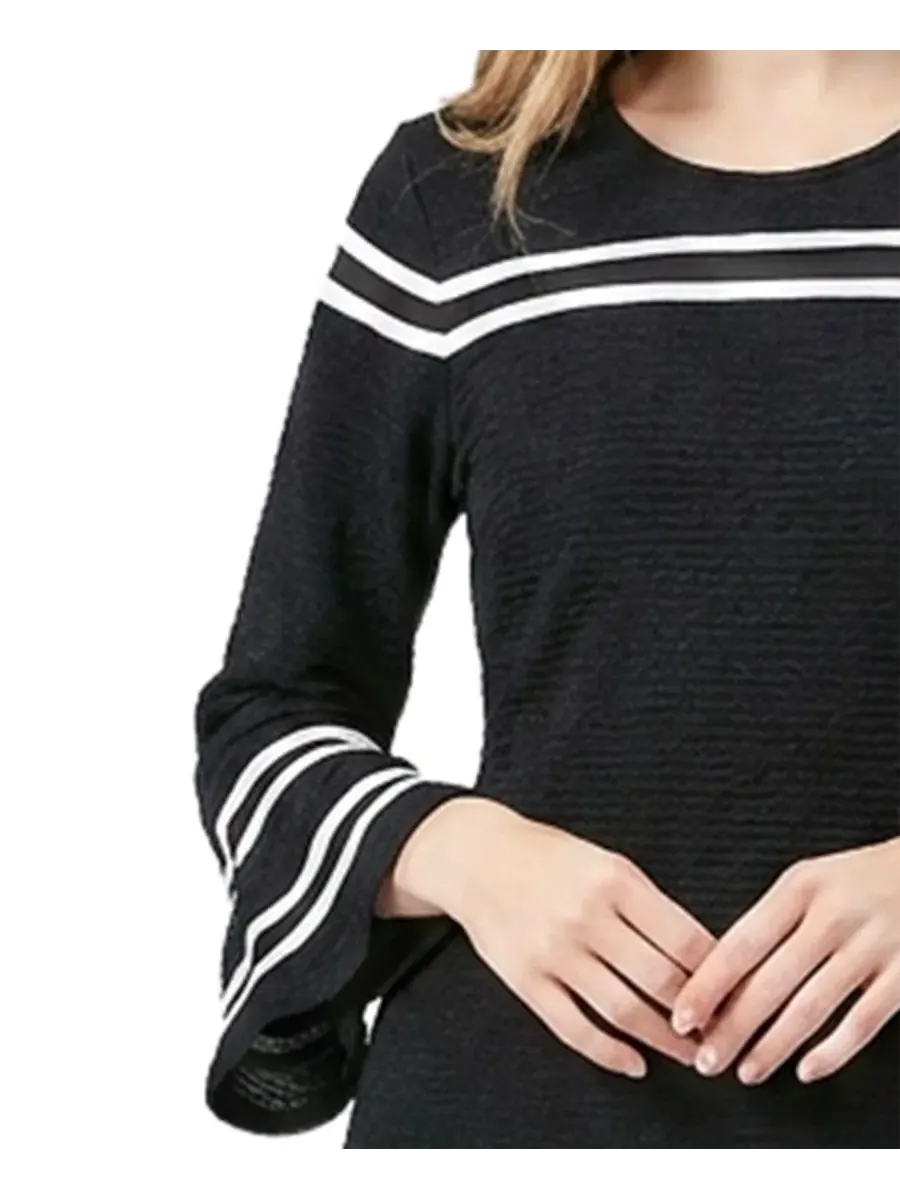 Платье-футляр с рукавом-колоколом и сетчатыми вставками Petite Bell-Sleeve Mesh-Inset Sheath Dress — изображение 3 из 4