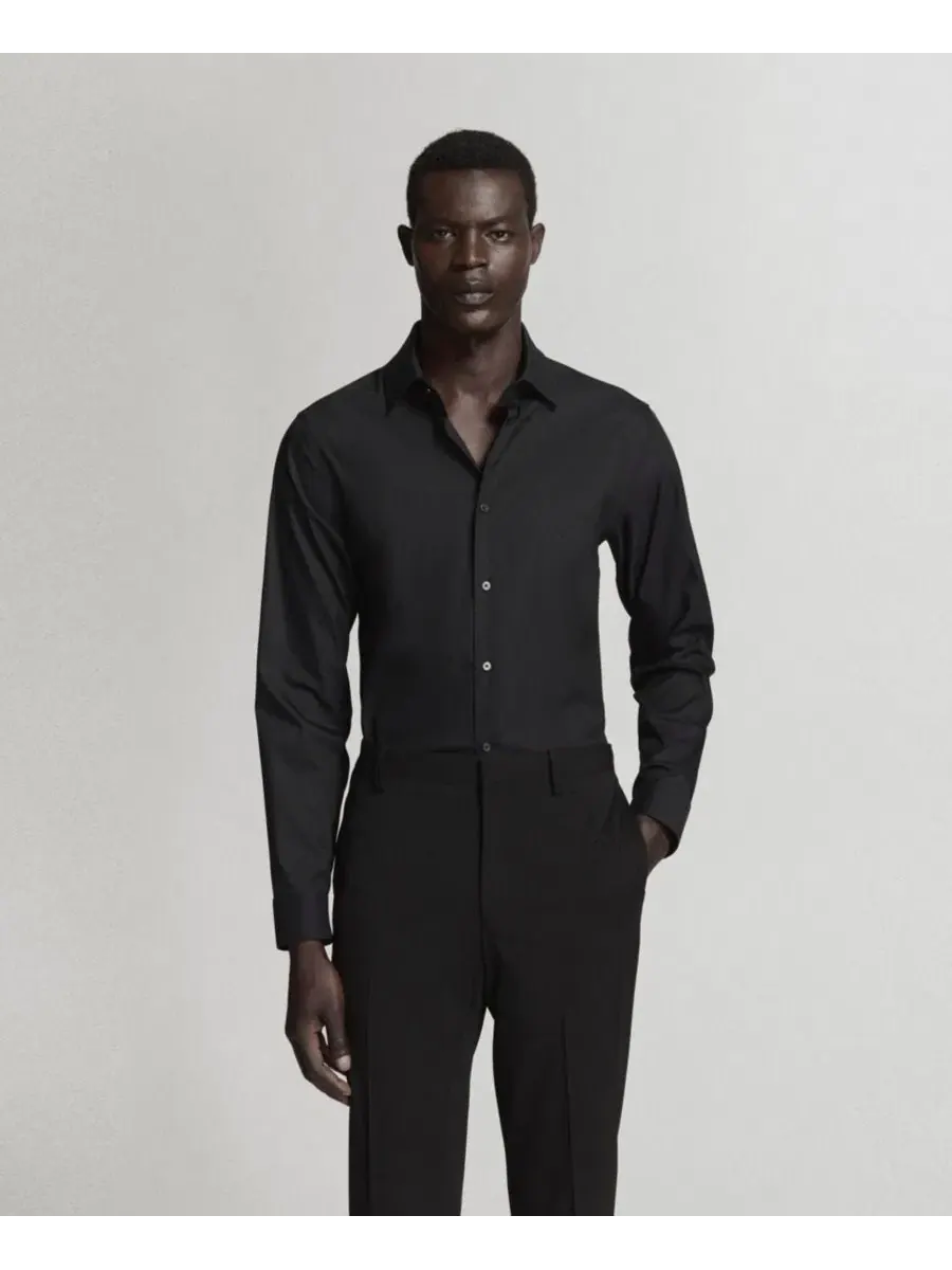 Рубашка Super Slim Fit Cotton Stretch Dress Shirt MANGO — изображение 1 из 7, черный