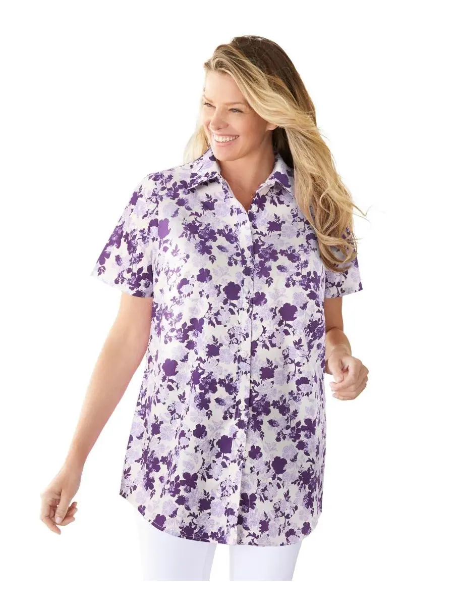 Женская футболка с коротким рукавом Within Woman Within, Original Soft Iris Shadow Floral — изображение 1 из 3