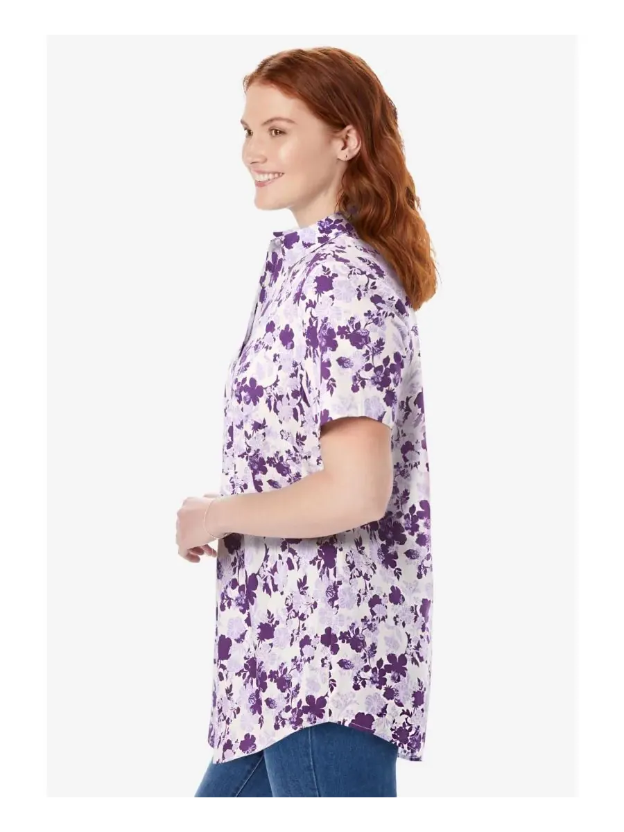 Женская футболка с коротким рукавом Within Woman Within, Original Soft Iris Shadow Floral — изображение 3 из 3