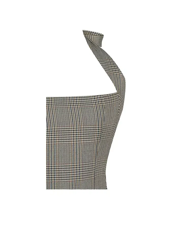 Женское мини-платье Dacia Plaid Halter со шнуровкой и принтом «пузырь» Miss Circle — изображение 9 из 10, коричневый