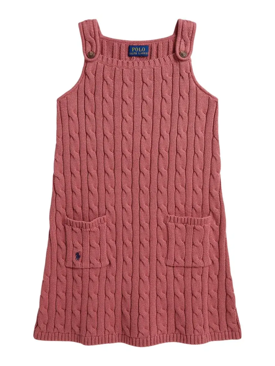 Платье-трапеция без рукавов с кабельным узором Polo Ralph Lauren — изображение 5 из 7, розовый